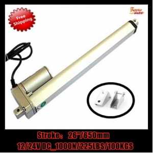 Free shipping By Express : 12v/24v DC ,  26inch/650mm stroke electric linear actuator with mounting brackets