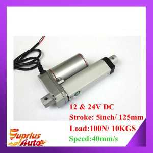 High Speed 40mm/s 5inch/ 125mm Stroke, 12/ 24V DC 100N/10KGS Force Mini Linear Actuator