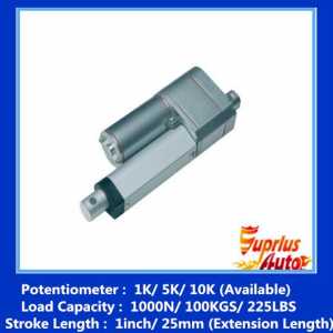 Available: 1K/ 5K/ 10K  1inch/ 25mm stroke 12v linear actuator and position feedback 900N/ 198LBS load actuator  Potentiometer