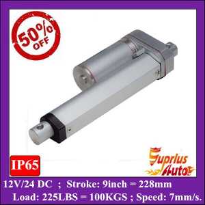 50% Discount ! 228mm/9inch Stroke,1000N/225lbs Load, Electric 12V DC Waterproof IP65 Linear Actuator