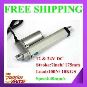 Free Shipping Linear Actuator ! 12V DC Linear Actuator With High Speed 40mm/s, 7inch/ 175mm Stroke 100N/10KGS Force