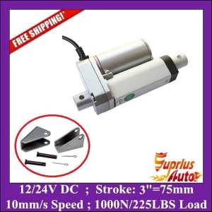 75mm/ 3 inch stroke Mini Linear Tubular motor motion, 1000N/100KG/225LBS load electric linear actuator 12v with mounting bracket