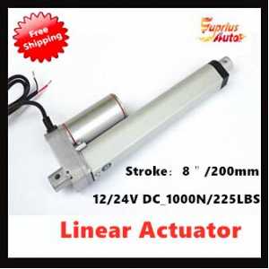 By express : 12/24V DC , 8inch/ 200mm  ,10mm/s , 1000N/225lbs/100kgs  electric linear actuator with Free Shipping