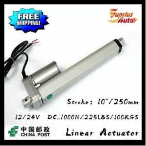 By China Post Free Shipping :12V/24V  DC  linear actuator with 10inch/250mm stroke 225lbs/1000N load linear actuator