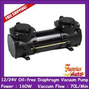 Free Shipping GZ-35B-12 12/24V DC 160w Double Head Diaphragm Vacuum Pump with 70L/min vacuum flow