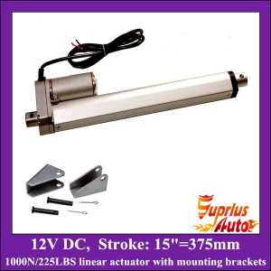 15inch/ 375mm stroke 12v linear actuator with mounting bracket, 1000N/100KGS load electric linear actuator