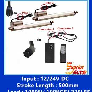 Two units 12v linear actuator 24v 20inch/ 500mm stroke max load 1000N/ 225LBS with unit wireless controller