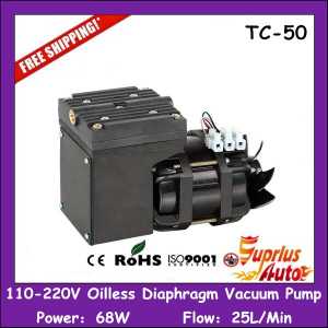 Free Shipping AC 110V/220V 68W Power 25L/Min Flow Mini Electric Air Single Stage Oil-Free Diaphragm Vacuum Pump - TC50