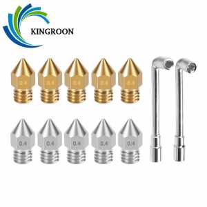 KINGROON 20pcs MK8 Brass Nozzle M6 Thread mk8 Stainless Steel Nozzles for 1.75mm Filament 3D Printer Hotend Nozzle for Ender-3