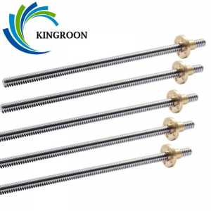 KINGROON 3D Printer T8 Lead Screw Copper Nut Lead 2mm 8mm Trapezoidal Lead Screw Pitch 2mm 100/150/200/300/330/350/400/500mm
