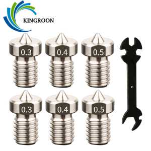 KINGROON 5pcs E3D V5 V6 Nozzle M6 Thread Titanium Alloy Nozzles 3D Printer Extruder Hotend Nozzle for 1.75mm Filament