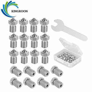 KINGROON 3D Printer E3D V5 V6 Nozzle M6 Threaded Hard Steel Brass Nozzles Kit for 1.75mm filament E3D V5 V6 Hotend Extruder