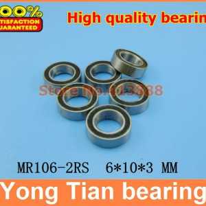 NBZH sale price 50pcs/lot free shipping High quality double rubber sealing cover miniature ball bearing MR106-2RS 6*10*3 mm