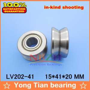 V Groove Guide roller bearings LV202-41ZZ V-41 RV202/15.41-20 15*41*10 (Precision double row balls) ABEC-5