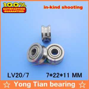 7mm 0.276 inch v groove Guide roller bearings LV20/7 ZZ V-22 LV2017 RV20/7-10 7*22*11 (Precision double row balls) ABEC-5