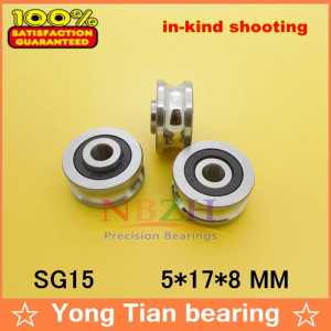 10PCS SG15 2RS U Groove pulley ball bearings 5*17*8 mm Track guide roller bearing SG5RS V17 (Precision double row balls) ABEC-5