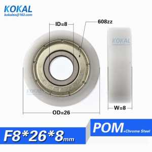[F0826-8]1PCS high quality 608ZZ bearing roller domestic refrigerator drawer sliding cable pulley roller wheel 8*26*8mm 0826K