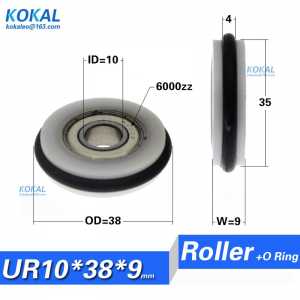 10pcs/lot hot sale low noise 10*38*9mm 6000zz 6000 ball bearing wheel u groove sliding bearing with buna-N rubber o ring pulley