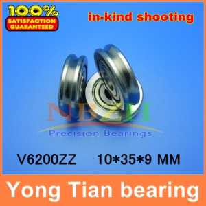 Outer ring V grooved straightener guide wheel bearings A1002ZZ V6200ZZ V90 10*35*9  mm pulley bearings V groove width 4.2 mm