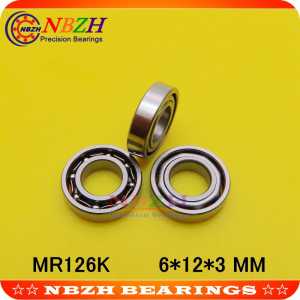 NBZH Free shipping high quality  miniature bearing MR126 L-1260 OPEN 6*12*3 MM for Rc hobby and Industry SMR126 MR126K SUS440C