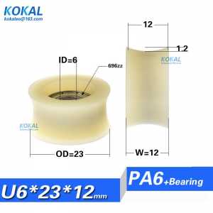 [U0623-12]Free Shipping 10PCS PA66 nylon caoted with 696zz bearing roller 6*23*12 PA wheel door roller
