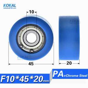 [F1045-20] 10PCS high loading Fitness Equipment fitting ball bearing NYLON PA Pulley 6200zz 6200 bearing wheel 10*45*20mm 1045KK