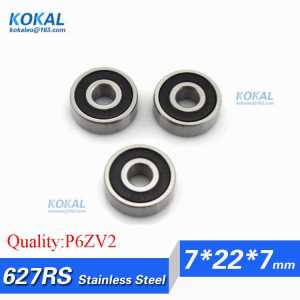 [S627RS-P6]Free Shipping 10pcs Stainless steel double rubber cover ball bearing S627RS S627-2RS 7*22*7mm fishing rod bearing
