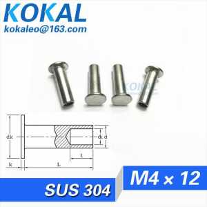 [304-M4*12]100PCS Free Shipping SUS304 stainless steel thin flat head half hollow rivets M4*12mm rivets with 12mm length