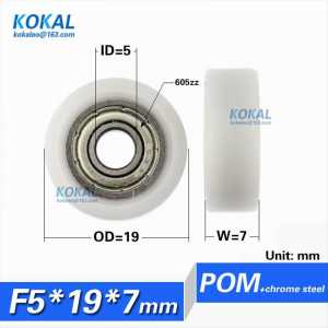 5PCS/lot 683/693/623/604/695 bearing minisize micro pulley coated with POM plastic PA Nylon roller inner diamter 4/5mm flat roll
