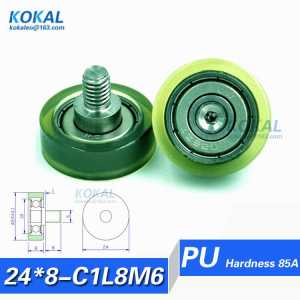 [PU24*8-C1L8M6]Free Shipping 10pcs high quality 626RS ball bearing PU TPU rubber M6 srew stainless steel pulley 6*24*8mm PU24-8