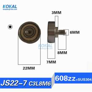[JS22*7-C3L8M6]Free Shipping 10pcs NTBG shaft screw ball bearing M6 screw NTBG22-7 608zz bearing with 304SUS shaft male thread