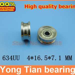 High Quality  4mm U Groove steel roller bearings 0.157 inch ugroove 4*16.5*7 mm 634UU  bearing free shipping