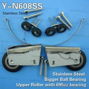 [Y-N608SS]low price stainless steel china cabinet glass door window pulley sliding wardrobe stainless steel roller wheel