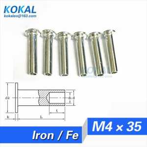 [Fe-M4*35] Free Shipping 100PCS M4 series iron steel thin pan head tubular rivets with 35MM length M4*35 rivets