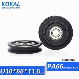 [U1055-11]1PCS 6000 deep groove ball bearing coated with black plastic U/V groove inner diameter 10mm OD55mm pulley 10X55X11.5mm