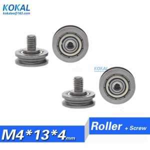 [M4*13*4]10pcs/lot M4 U groove micro ball bearing wheel roller pulley M4X13X4mm  Rail Track Linear Motion System Ball Bearing