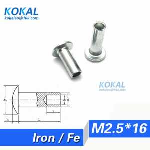 [Fe-M2.5*16]100PCS all kinds of M2.5 Series steel button round half hollow rivet M2.5*16mm