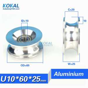 [U1060-25]2pcs/lot high loading aluminum 6200zz bearing roller pulley track guide wheel injection mold machine 1060UU 10*60*25mm