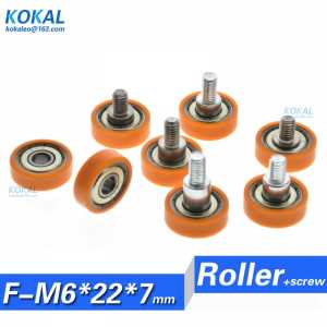 [F0622-7]1PCS factory directly M6 screw POM orange flat type 626zz 626 ball bearing wheel hardware fitting pulley M6*22*7mm