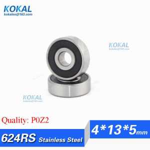 [S624RS-P2]Free Shipping 10pcs ABEC-3 stainless steel 440C deep groove ball bearing S624RS S624-2RS S624-RZ 624 4*13*5mm