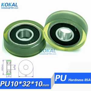 [PU1032-10] 1PCS TPU PU rubber 6000RS ball bearing roller wheels 10*32*10mm 1032T flat roller PU pulley Low noise Machine PU TPU