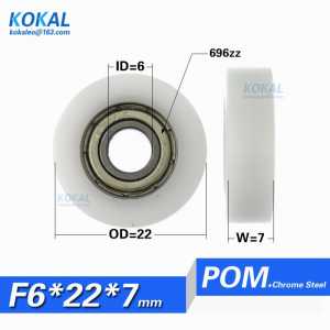 [F0622-7]1PCS high quality plastic bearing  flat type 696zz POM bearing wheel 6*22*7mm DIY guide pulley wheel 0622K 0622