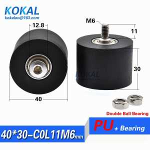 1PCS currency count machine TPU PU rubber soft ball bearing with double ball bearing wheel roller 40mm 1.57" pulley M6*40*30mm