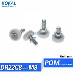 10PCS/LOT low noise Refrigerator drawer display stand fitting pulley with M8 screw POM white ball bearing roller wheels 22mm