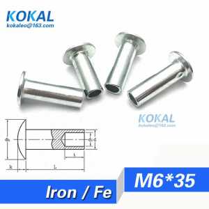 [YK-Fe-M6*35]20PCS Free Shipping M6 Series button round head socket shank Fe Iron steel Rivet with 35MM length hollow RIVET