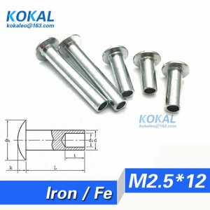 [Fe-M2.5*12]100PCS all kinds of M2.5 Series steel button round half hollow rivet M2.5*12mm
