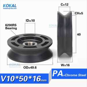 [V1050-16]5PCS high loading 6200RS NYLON PA66 bearing roller wheel V groove window furniture sliding wheel pulley 1050VV