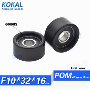 [F1032-16] 1PCS 6000RS deep groove ball nonstandard bearing coated with POM plastic black flat type wheel pulley 10X32X16 1032K