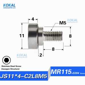 [JS11*4-C2L8M5]1pcs NTBG Series MR115 SMR115 ball bearing coated with M5 Screw shaft sus304 stainless steel screw ball bearing