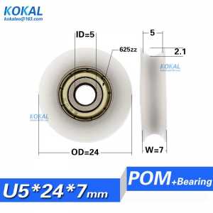 Free Shipping 10pcs 625zz bearing roller 5*24*7 u groove bearing wheel POM coated with bearing roller
